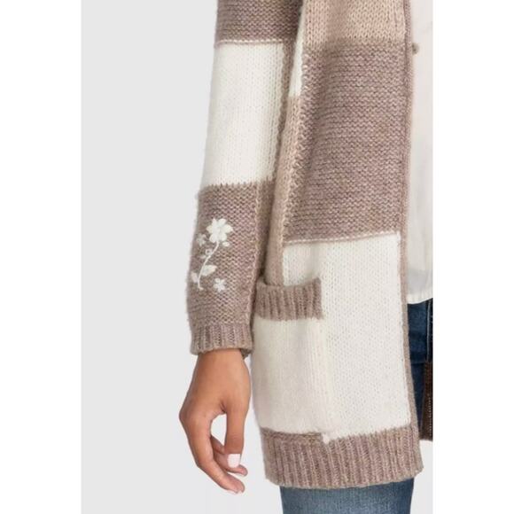 Johnny Was Color Block Patchwork Floral Alpaca Cardigan - Picture 2 of 7